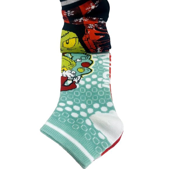 Dr. Seuss The Grinch Christmas Socks Unisex Festive Ankle Socks 3 Pack NEW - Picture 2 of 7